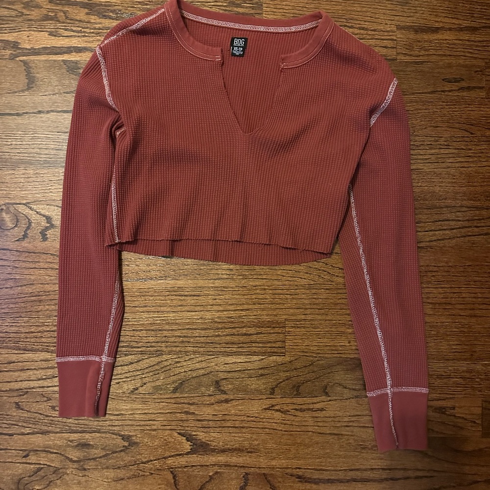 Terracotta Long Sleeve Crop Top